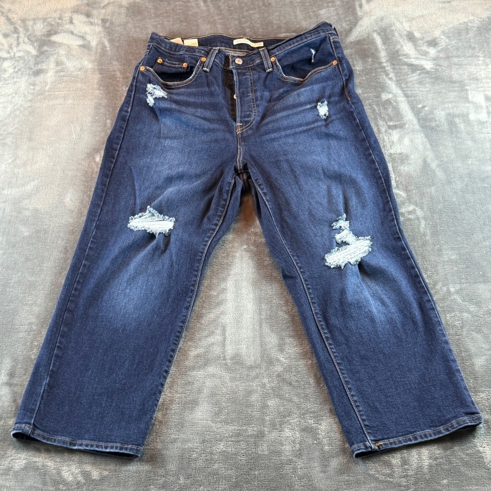Levi's Women's Jeans Ribcage Straight Ankle Size 14W High Waist Distressed‎
